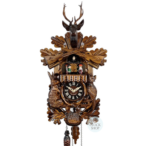 Before The Hunt Battery Carved Cuckoo Clock With Dancers 42cm By ENGSTLER image