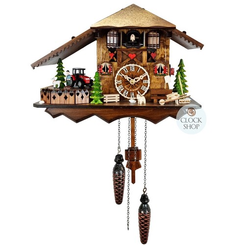 Farmer With Tractor Battery Chalet Cuckoo Clock 25cm By ENGSTLER