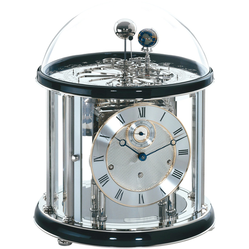 Tellurium II Mantel Clock in Piano Black & Nickel 35cm By HERMLE