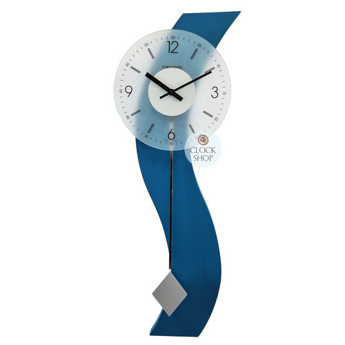 70cm Blue Wave Modern Wall Clock With Pendulum By HERMLE
