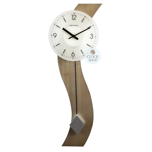 70cm Beige Wave Modern Wall Clock With Pendulum By HERMLE