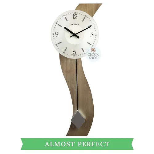 70cm Silver Wave Modern Wall Clock With Pendulum By HERMLE (Small Imperfections) image