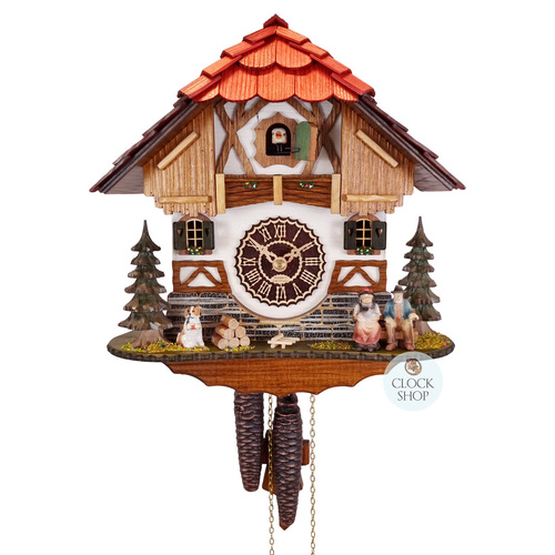 Grandma & Grandpa 1 Day Mechanical Chalet Cuckoo Clock 27cm By TRENKLE image