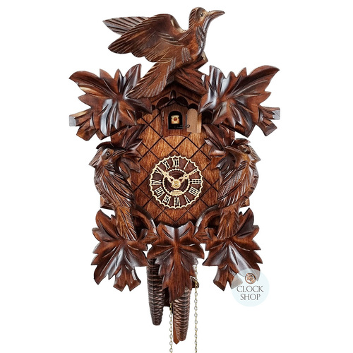 5 Leaf & Bird 1 Day Mechanical Carved Cuckoo Clock 35cm By TRENKLE