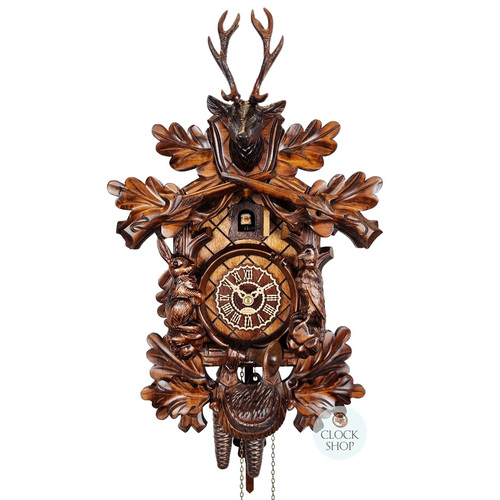 Before The Hunt 1 Day Mechanical Carved Cuckoo Clock 38cm By TRENKLE