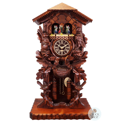 Before The Hunt Battery Carved Table Cuckoo Clock With Dancers 53cm By TRENKLE