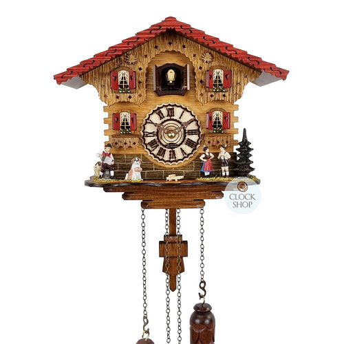 Accordion Player & Couple Battery Chalet Cuckoo Clock 25cm By TRENKLE image