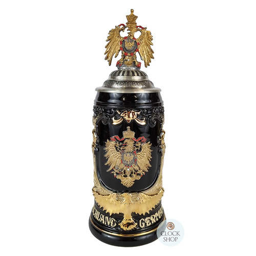 Deutschland Golden Eagle Beer Stein With Golden Eagle On Handle & Lid 0.75L By KING