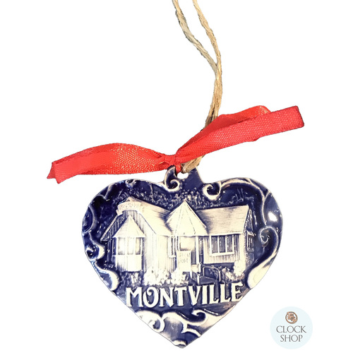 7cm Clock Shop Montville Blue Heart Hanging Decoration image