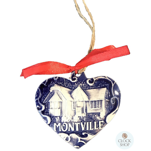 7cm Clock Shop Montville Blue Heart Hanging Decoration