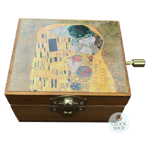 Wooden Hand Crank Music Box- The Kiss By Klimt (Vivaldi- Spring) image