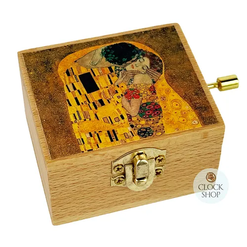 Wooden Hand Crank Music Box- The Kiss By Klimt (Vivaldi- Spring) image