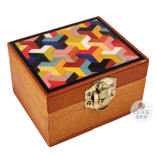 Wooden Hand Crank Music Box- Coloured Geometric Shapes (Beethoven- Fur Elise) image