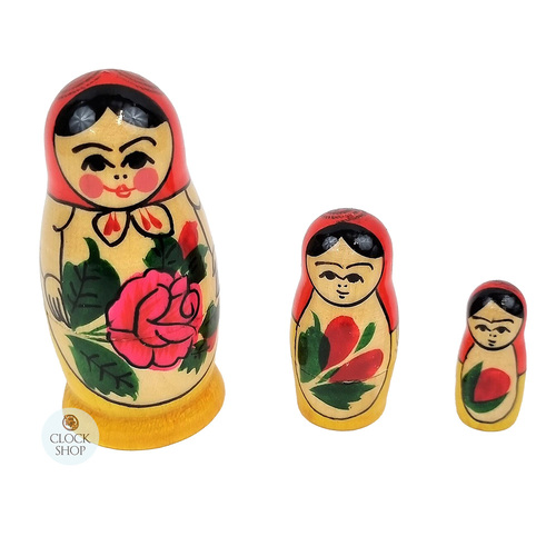 Semenov Russian Dolls- Red Scarf & Yellow Dress 7cm (Set Of 3) image