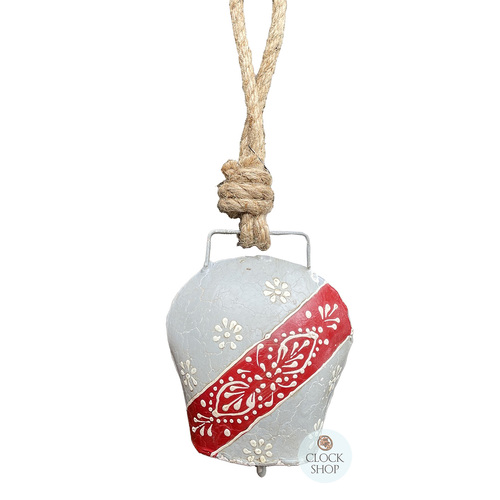 28cm Metal Bell On Rope- Red & Grey image