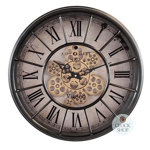 46.5cm Grant Grey Moving Gear Wall Clock By COUNTRYFIELD image