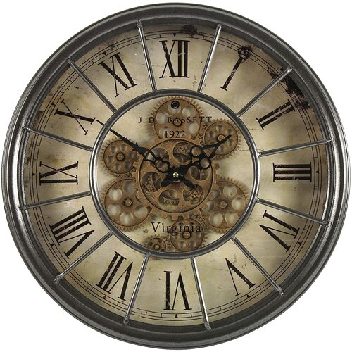 46.5cm Grant Grey Moving Gear Wall Clock By COUNTRYFIELD