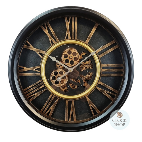52.2cm Grant Black Moving Gear Wall Clock By COUNTRYFIELD image
