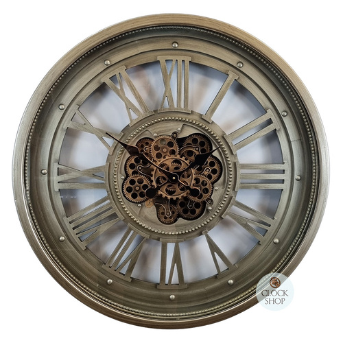 80cm Marinus Grey Moving Gear Wall Clock By COUNTRYFIELD