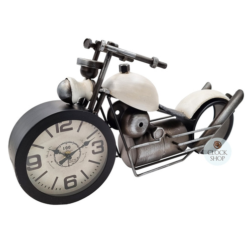 25cm White Motorbike Battery Table Clock By COUNTRYFIELD