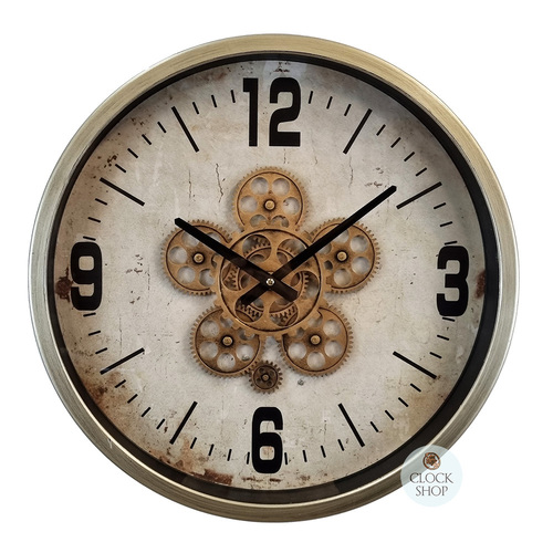 46cm Thijs Bronze Moving Gear Wall Clock By COUNTRYFIELD