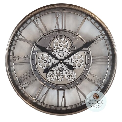 53.3cm Levi Silver Moving Gear Wall Clock By COUNTRYFIELD image