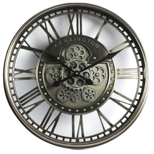 53.3cm Levi Silver Moving Gear Wall Clock By COUNTRYFIELD
