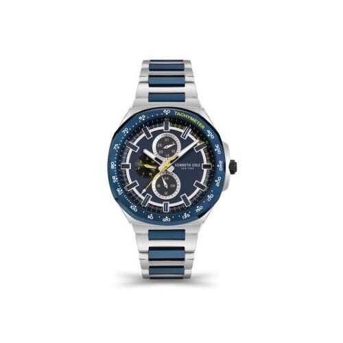 43.5mm Blue & Silver Chronograph Mens Quartz Watch With Blue Dial By KENNETH COLE image