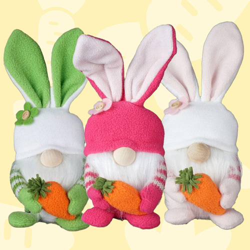 22cm Bunny Gnome With Carrot - Assorted Colours image