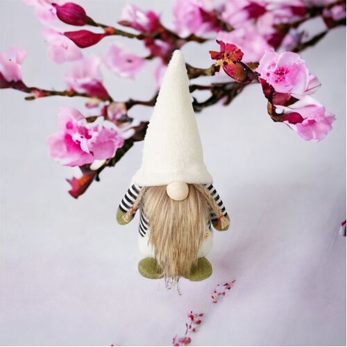20cm Gnome With Stripey Top & White Hat