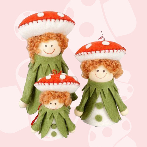 Mushroom Gnome Family - Green (Set Of 3) image