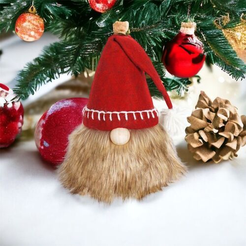 21cm Hairy Christmas Gnome With Red Hat