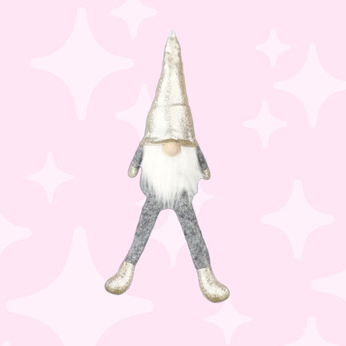 33cm Disco Gnome With Light Gold Glitter Hat & Shoes