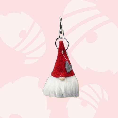 9cm Gnome Key Chain With Love Heart On Hat - Red Hat