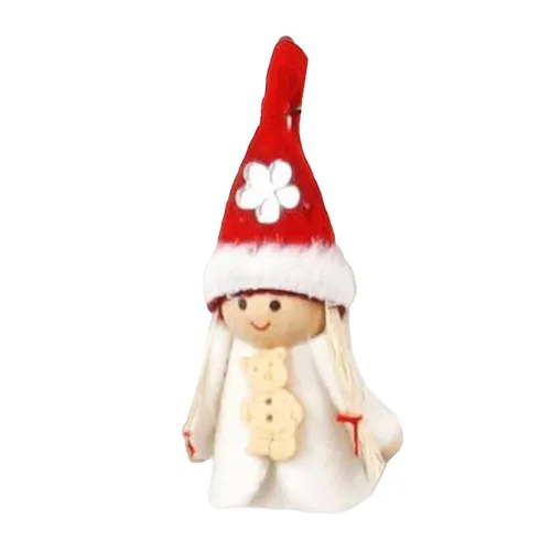 9cm Girl & Teddy Key Chain - White Dress