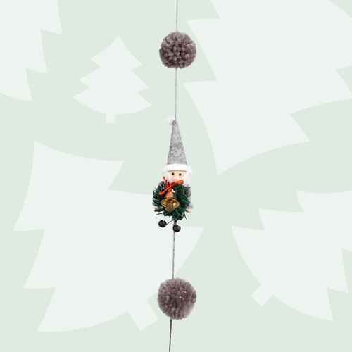 160cm Christmas Santa Gnome Hanging Ornament With Bell Wreath image