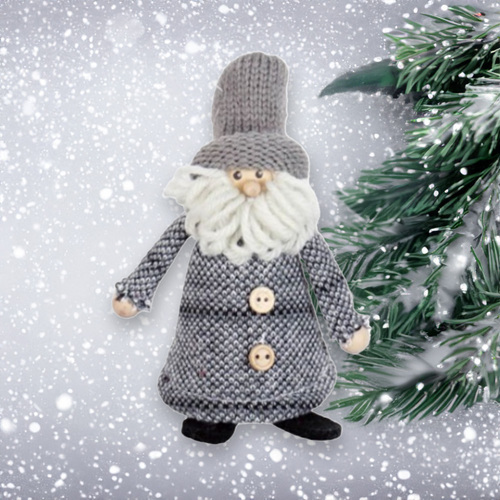 13cm Christmas Gnome With Grey Winter Coat