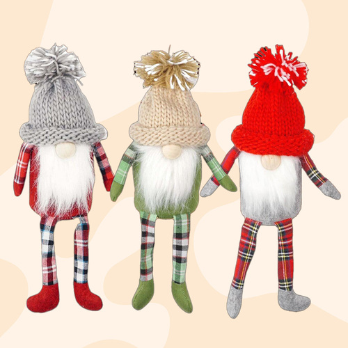 36cm Tartan Gnome With Knitted Beanie - Assorted Colours image