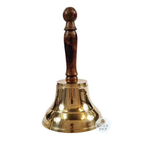 Brass Table Bell With Wooden Handle (Large)
