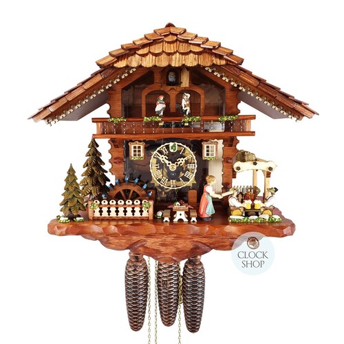 Beer Drinkers & Rolling Pin 8 Day Mechanical Chalet Cuckoo Clock With Dancers 40cm By HÖNES