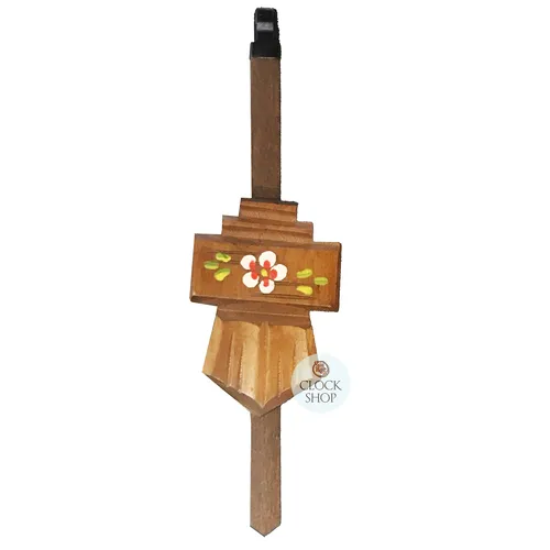 Walnut Chalet Style Mechanical Cuckoo Clock Pendulum With Flowers- Medium (180mm) image