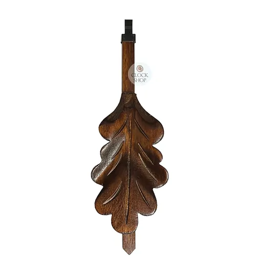 Cuckoo Clock Mechanical Pendulum Medium Oak Leaf in Walnut Colour - Rod Length 180mm image