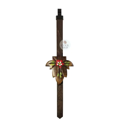 Walnut Maple Leaf Mechanical Cuckoo Clock Pendulum With Red & Yellow Flowers (180mm) image