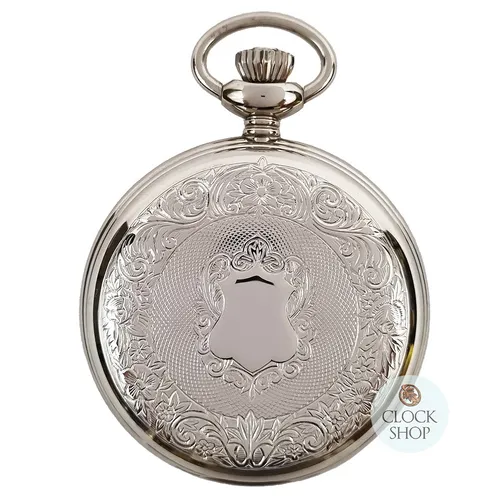 48mm Rhodium Unisex Pocket Watch With Crest By CLASSIQUE (Roman) image