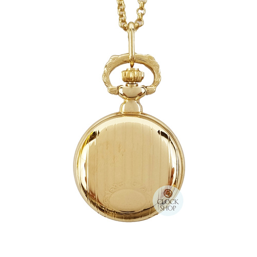 23mm Gold Womens Pendant Watch With Striped Crest By CLASSIQUE (Roman)