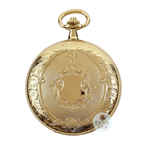 51mm Gold Unisex Mechanical Pocket Watch With Floral Crest By CLASSIQUE (Arabic)