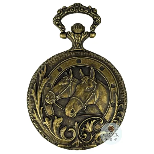 48mm Gold Unisex Pocket Watch With Two Horses By CLASSIQUE (Arabic) image