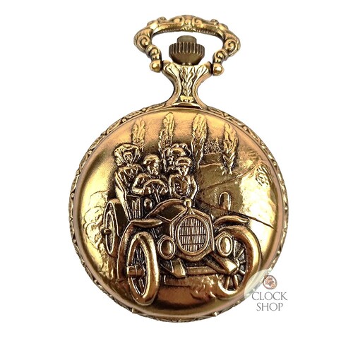 48mm Gold Unisex Pocket Watch With Chevrolet By CLASSIQUE (Roman)