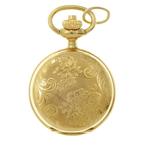 25mm Gold Womens Pendant Watch With Floral Engraving By CLASSIQUE (Arabic)