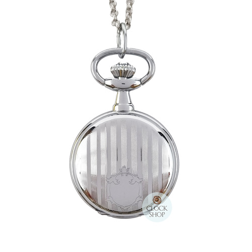 25mm Rhodium Womens Pendant Watch With Striped Crest By CLASSIQUE (Roman)